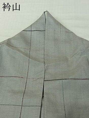 平和屋着物▽上質な紬　単衣　格子　正絹　逸品　AABJ9669jh