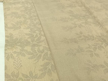 平和屋着物▽本塩沢　単衣　草花文　正絹　逸品　AABJ9670jh