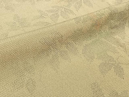 平和屋着物▽本塩沢　単衣　草花文　正絹　逸品　AABJ9670jh