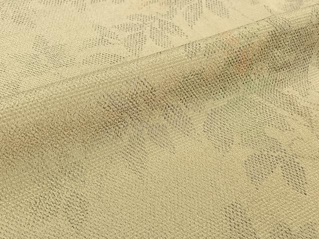 平和屋着物▽本塩沢　単衣　草花文　正絹　逸品　AABJ9670jh