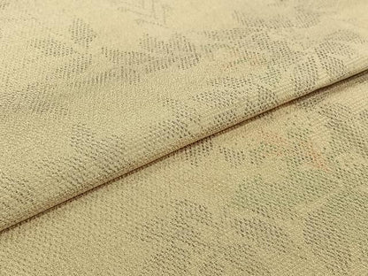 平和屋着物▽本塩沢　単衣　草花文　正絹　逸品　AABJ9670jh