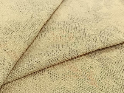 平和屋着物▽本塩沢　単衣　草花文　正絹　逸品　AABJ9670jh
