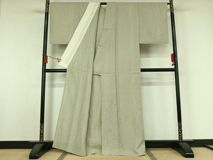 平和屋着物▽お召　単衣　立涌文　正絹　逸品　AABJ9671jh