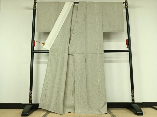平和屋着物▽お召　単衣　立涌文　正絹　逸品　AABJ9671jh