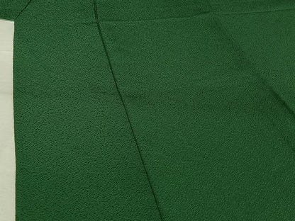 平和屋着物▽京加賀友禅　百貫達雄　色無地　単衣　常盤色　正絹　逸品　AABJ9672jh