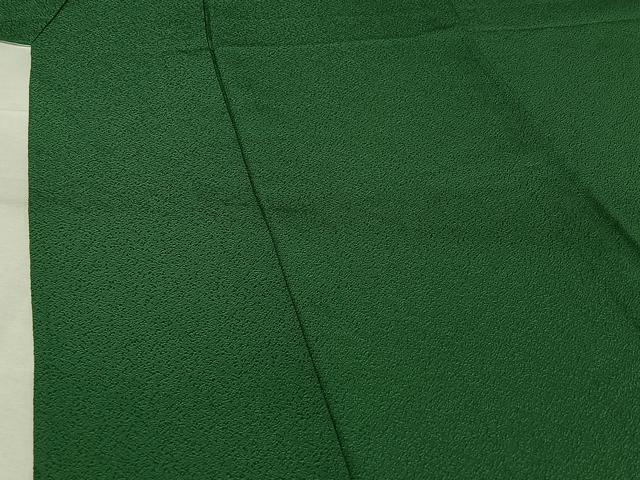 平和屋着物▽京加賀友禅　百貫達雄　色無地　単衣　常盤色　正絹　逸品　AABJ9672jh