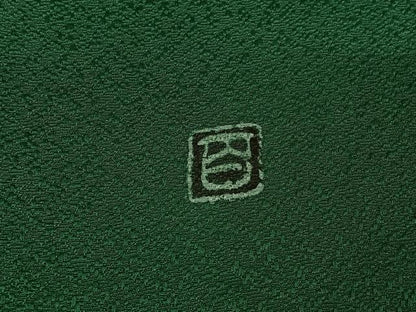 平和屋着物▽京加賀友禅　百貫達雄　色無地　単衣　常盤色　正絹　逸品　AABJ9672jh