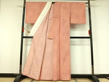 平和屋着物▽お召　単衣　霞文　正絹　逸品　AABJ9674jh