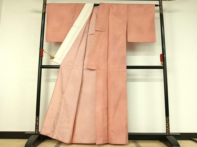 平和屋着物▽お召　単衣　霞文　正絹　逸品　AABJ9674jh