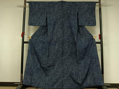 平和屋着物▽小紋　単衣　杢目文　AABJ9675jh