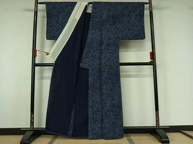 平和屋着物▽小紋　単衣　杢目文　AABJ9675jh