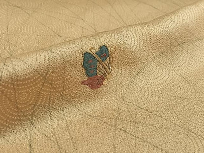 平和屋着物▽訪問着　単衣　刺繍　舞蝶文　正絹　逸品　AABJ9676jh