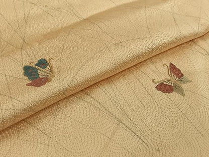 平和屋着物▽訪問着　単衣　刺繍　舞蝶文　正絹　逸品　AABJ9676jh