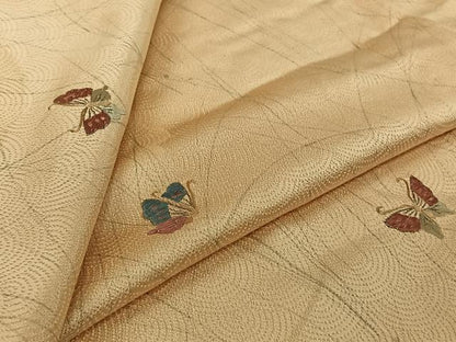 平和屋着物▽訪問着　単衣　刺繍　舞蝶文　正絹　逸品　AABJ9676jh