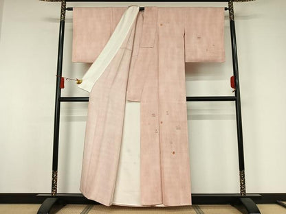 平和屋着物▽訪問着　単衣　総刺繍　松皮菱花文　正絹　逸品　AABJ9680jh