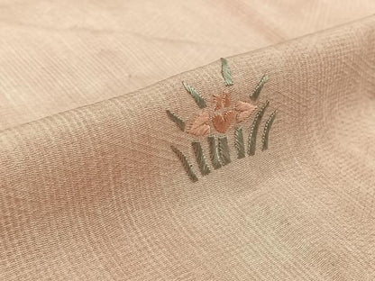 平和屋着物▽訪問着　単衣　総刺繍　松皮菱花文　正絹　逸品　AABJ9680jh