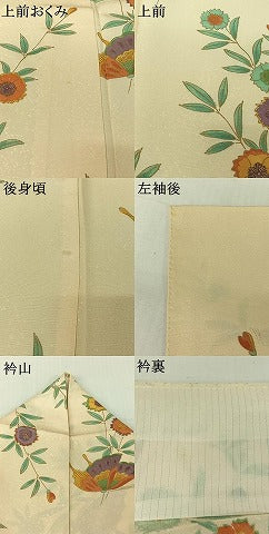 平和屋着物▽上質な小紋　単衣　花蝶文　金彩　正絹　逸品　AABJ9682jh