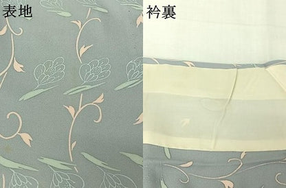 平和屋着物▽上質な小紋　単衣　草花文　正絹　逸品　AABJ9686jh