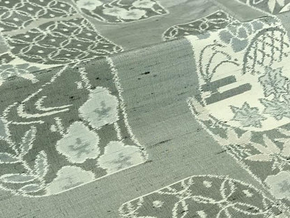 平和屋着物▽上質な紬　単衣　流水花籬文　正絹　逸品　AABJ9688jh
