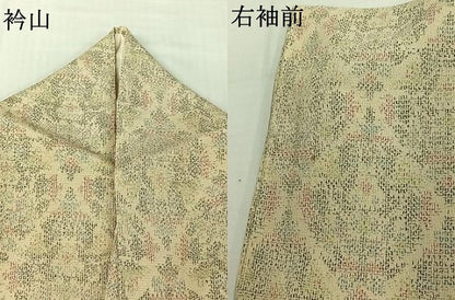 平和屋着物▽お召　単衣　花菱文　正絹　逸品　AABJ9696jh