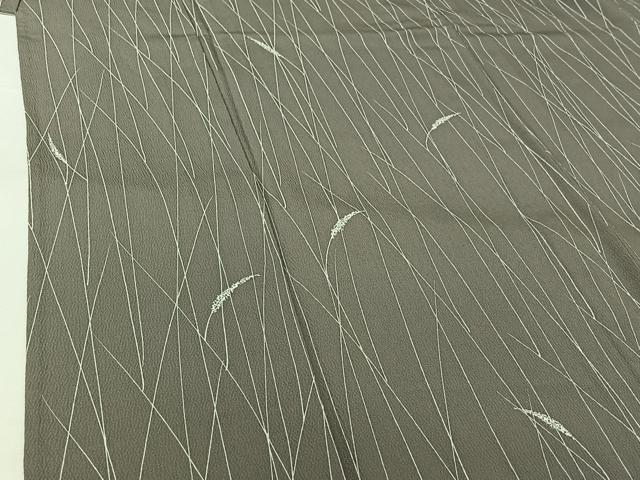 平和屋着物▽上質な小紋　単衣　草葉文　正絹　逸品　AABJ9697jh