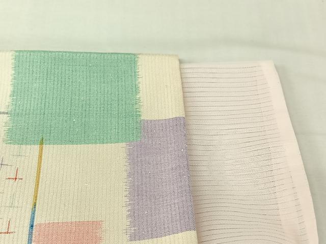 平和屋着物▽上質な紬　単衣　色紙重ね文　正絹　逸品　AABJ9700jh