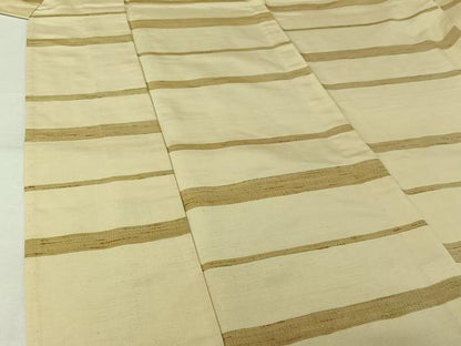 平和屋着物▽上質な紬　単衣　横段文　正絹　逸品　AABJ9701jh
