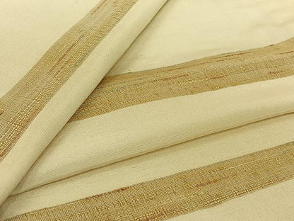 平和屋着物▽上質な紬　単衣　横段文　正絹　逸品　AABJ9701jh