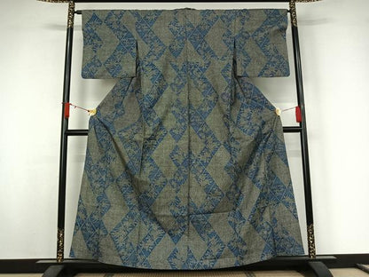 平和屋着物▽小紋　単衣　草花文　AABJ9703jh