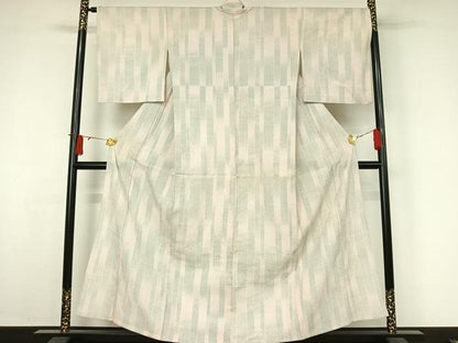 平和屋着物▽本塩沢　単衣　縞　正絹　逸品　AABJ9704jh