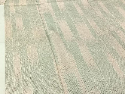 平和屋着物▽本塩沢　単衣　縞　正絹　逸品　AABJ9704jh
