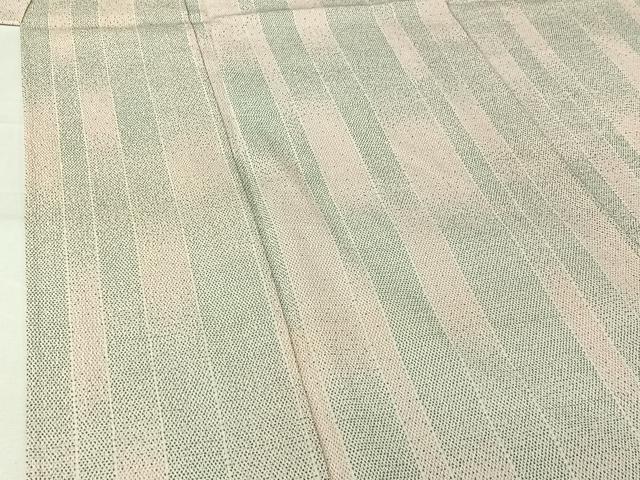 平和屋着物▽本塩沢　単衣　縞　正絹　逸品　AABJ9704jh