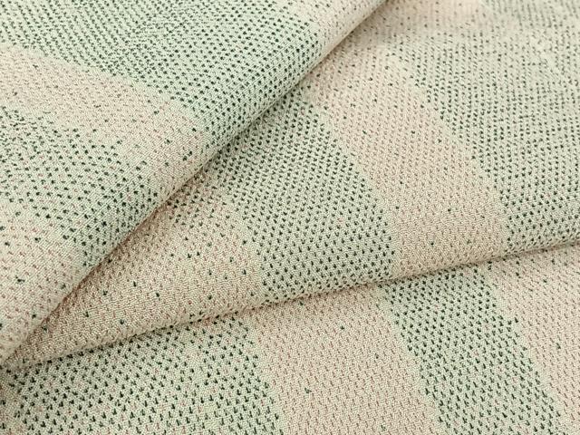 平和屋着物▽本塩沢　単衣　縞　正絹　逸品　AABJ9704jh