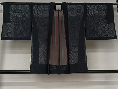 平和屋着物▽羽織　スリーシーズン　春夏秋　塵除け　縞　正絹　逸品　AABJ9706jh