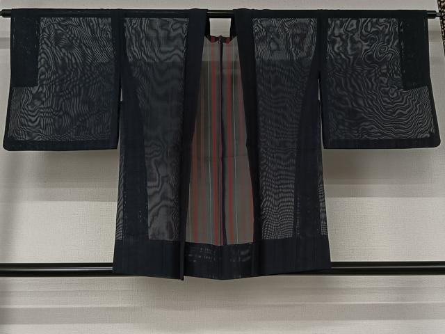 平和屋着物▽羽織　スリーシーズン　春夏秋　塵除け　縞　正絹　逸品　AABJ9706jh