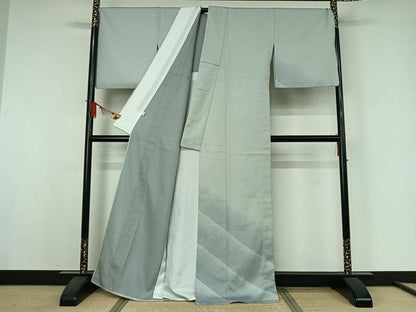 平和屋着物▽訪問着　単衣　お召地　霞文　正絹　逸品　AABJ9710jh