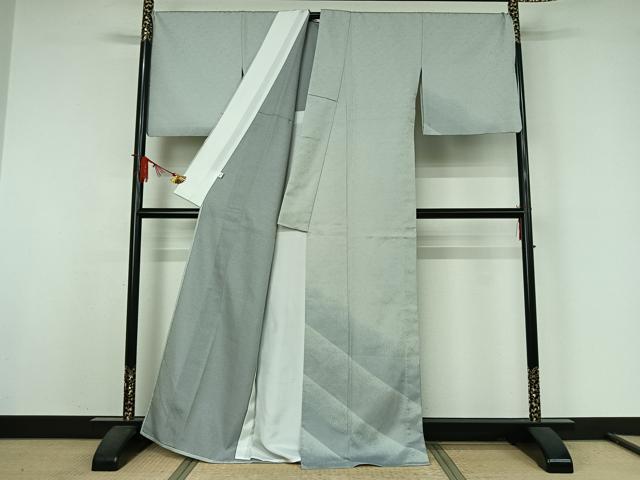 平和屋着物▽訪問着　単衣　お召地　霞文　正絹　逸品　AABJ9710jh
