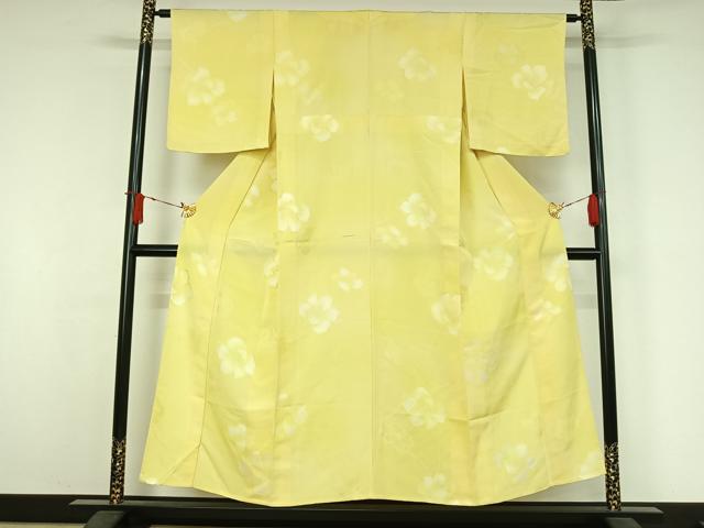 平和屋着物▽上質な小紋　単衣　地紋起こし　舞花文　正絹　逸品　AABJ9715jh