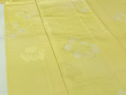 平和屋着物▽上質な小紋　単衣　地紋起こし　舞花文　正絹　逸品　AABJ9715jh