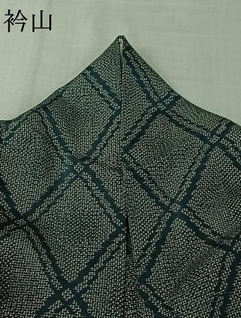 平和屋着物▽上質な紬　単衣　菱文　正絹　逸品　AABJ9718jh