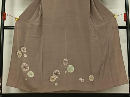平和屋着物▽色留訪問着　単衣　絞り　丸文　正絹　逸品　AABJ9719jh
