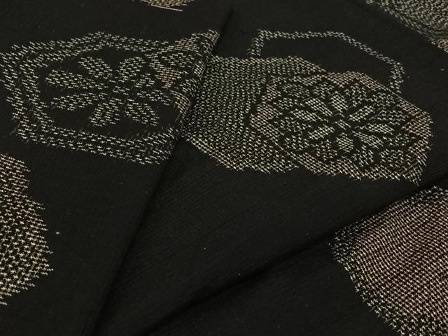 平和屋着物▽上質な紬　単衣　亀甲花文　正絹　逸品　AABJ9721jh