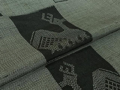 平和屋着物▽上質な紬　単衣　有栖川文様　正絹　逸品　AABJ9725jh