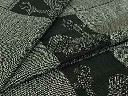 平和屋着物▽上質な紬　単衣　有栖川文様　正絹　逸品　AABJ9725jh