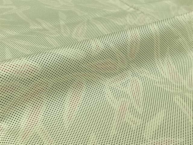 平和屋着物▽上質な紬　単衣　笹の葉文　正絹　逸品　AABJ9726jh