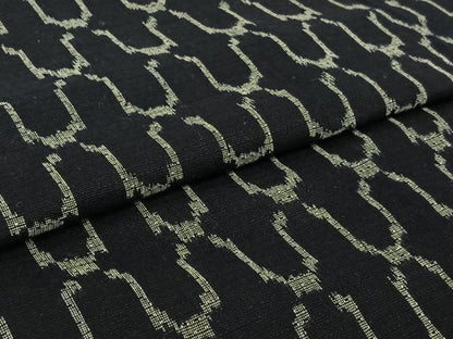 平和屋着物▽筑紫ゆうき　単衣　網目文　黒地　綿　逸品　AABJ9729jh