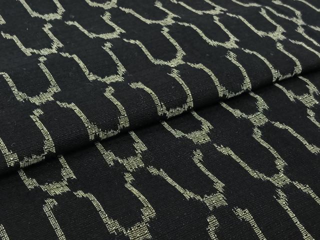 平和屋着物▽筑紫ゆうき　単衣　網目文　黒地　綿　逸品　AABJ9729jh