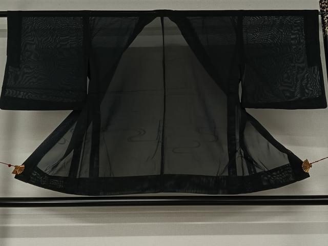 平和屋着物▽羽織　スリーシーズン　春夏秋　塵除け　流水花文　黒地　正絹　逸品　AABJ9730jh