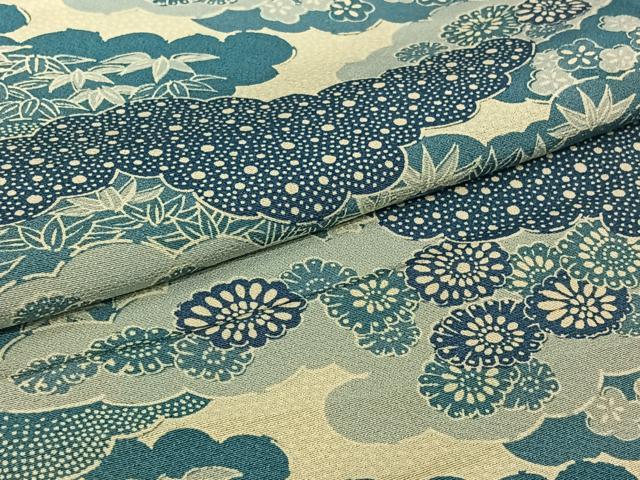 平和屋着物▽上質な小紋　単衣　雲取り花文　正絹　逸品　AABJ9732jh