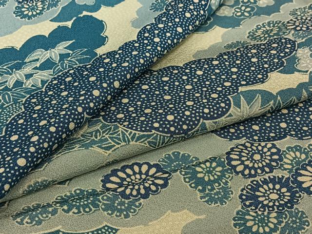 平和屋着物▽上質な小紋　単衣　雲取り花文　正絹　逸品　AABJ9732jh